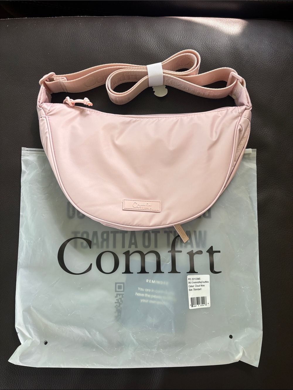 Comfrt Pink Crescent Crossbody Bag NWT